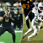 O jogador do New Orleans Saints, Tyler Shough # 6, parece passar.