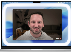 Agora você pode usar a tela do seu MacBook como um anel luminoso Uma captura de tela do menu da câmera em um Mac, completa com o novo recurso Edge Light. Existem controles deslizantes para brilho e cor.