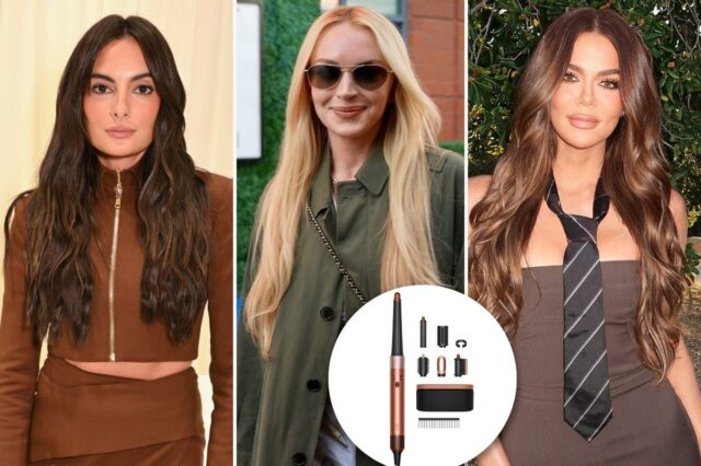 Modelador Dyson Airwrap com vários acessórios e estojo de armazenamento.