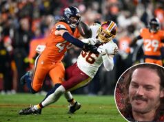 Alex Singleton, do Broncos, faz uma jogada importante no primeiro jogo de volta após o diagnóstico de câncer testicular logotipo de fantasia azarão