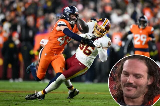 Alex Singleton, do Broncos, faz uma jogada importante no primeiro logotipo de fantasia azarão