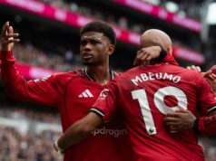 Amad e Bryan Mbeumo concordam totalmente sobre o que desejam alcançar no Man Utd Amad e Bryan Mbeumo comemoram juntos pelo Manchester United.