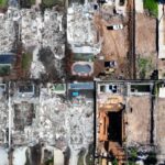 Antes e agora: uma comparação aérea das consequências do incêndio em Palisades quase 1 ano depois