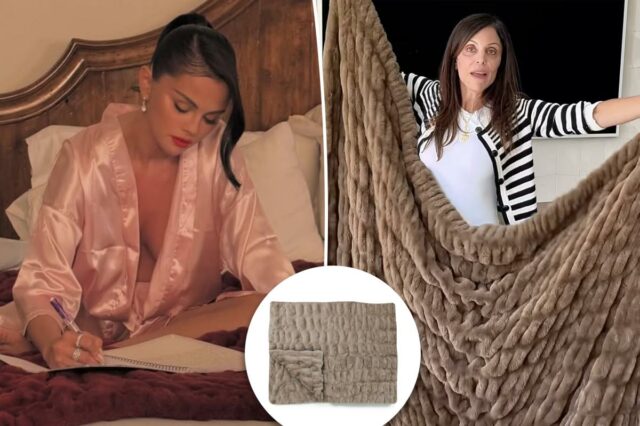 Apenas os leitores da Page Six podem economizar 35% na Manta marrom macia e texturizada com um canto dobrado.