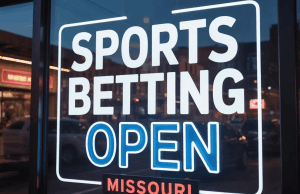 As apostas esportivas no Missouri são lançadas oficialmente na segunda-feira Uma fotografia de um letreiro de néon brilhante exibindo