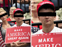 As pessoas estão enojadas com este apoiador de Trump, que só se arrepende de ter votado agora que seus funcionários indocumentados estão sendo detidos Gráfico do BuzzFeed com texto alterado: "Economia" está riscado e substituído por "Ódio Assistir" acima "*Donnie."