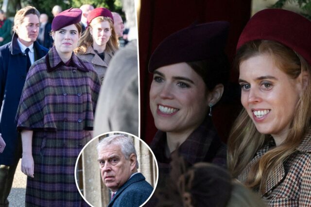 As princesas Beatrice e Eugenie juntam-se à família real para a missa de Natal enquanto Andrew é excluído
