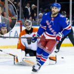 Mike Sullivan reage no banco no terceiro período do Madison Square Garden, em Nova York, em 23 de outubro de 2025.