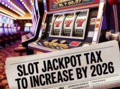 Aumento do imposto sobre jackpot de caça-níqueis entrará em vigor a tempo dos impostos de 2026 Um jornal em frente a uma máquina caça-níqueis com a manchete