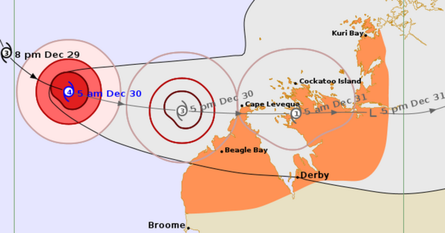 O severo ciclone tropical Haley está se dirigindo para o noroeste da costa de Kimberley, na Austrália Ocidental.