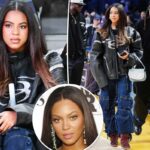 Blue Ivy, 13, se parece com a mãe Beyoncé durante o jogo do LA Lakers com o pai Jay-Z