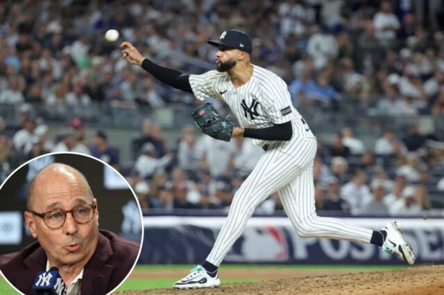 Brian Cashman revela onde os Yankees estavam com Devin Williams O arremessador do New York Yankees, Devin Williams #38, lança um arremesso durante a 7ª entrada.