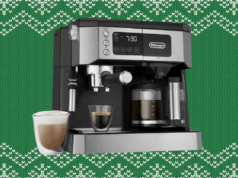 Cafeinado antes do Natal: 33% de desconto na máquina de café expresso multifuncional De’Longhi Máquina de café expresso De'Longhi preparando diferentes tipos de café em copos.