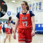 Caitlin Clark #17 observa durante o campo de treinamento da equipe de basquete feminino dos Estados Unidos na Duke University em 12 de dezembro de 2025 em Durham, Carolina do Norte.