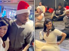 Cardi B apoia Stefon Diggs durante evento de férias no Gillette Stadium Cardi B Stefon Diggs Split X