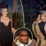 Cardi B usa vestido preto profundo com costas abertas para comemorar o aniversário de 32 anos do namorado Stefon Diggs em Miami