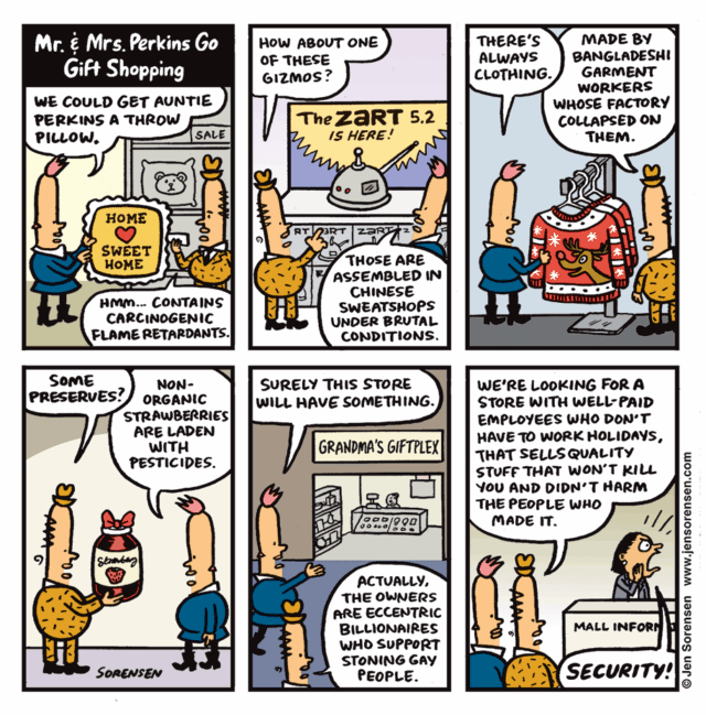 Cartoon: Dilema ético de compras
