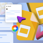 Ícones do Google Docs flutuando ao redor do logotipo da Gemini.