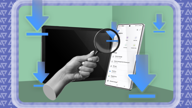 Como encontrar downloads em seu telefone ou tablet Android imagem de uma nuvem com um ícone de salvamento em disquete