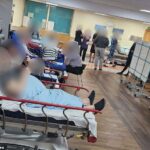 Em setembro, fotos compartilhadas online do Hospital William Harvey em Ashford, Kent, mostraram como ele foi forçado a transformar seu café em uma enfermaria improvisada para pacientes