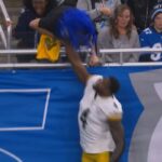 DK Metcalf pareceu atingir um torcedor durante o jogo dos Steelers contra os Lions em 21 de dezembro.