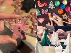 De enfeites de feltro a estrelas de papel – a Geração Z e a geração Y não se cansam de decorações DIY nesta temporada de festas Mãos pintando um enfeite de massa salgada em formato de galo de laranja e branco, cercado por outros enfeites coloridos de massa salgada e potes de tinta.