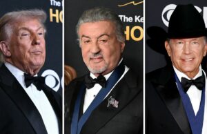Donald Trump e Sylvester Stallone lideram chegadas de estrelas no 48º Kennedy Center Honors Donald Trump e Melania Trump