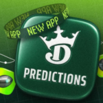 Fundo verde com ladrilho verde escuro com o logotipo 'DraftKings Predictions' no meio. DraftKings Predictions lança aplicativo de mercados regulamentados pela CFTC em 38 estados