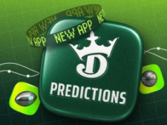 DraftKings Predictions lança aplicativo de mercados regulamentados pela CFTC em 38 estados Fundo verde com ladrilho verde escuro com o logotipo 'DraftKings Predictions' no meio. DraftKings Predictions lança aplicativo de mercados regulamentados pela CFTC em 38 estados