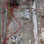 Os serviços de bombeiros e resgate trabalharam durante dois dias para extinguir o incêndio no Tribunal Wang Fuk, no distrito de Tai Po, em Hong Kong.