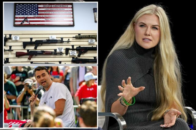 Erika Kirk insiste que o assassinato do marido Charlie não foi um 'problema com armas', pois ela defende a Segunda Emenda
