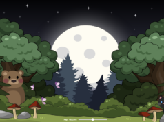 Esses sites adequados para crianças dão um toque moderno ao ‘jogo silencioso’ Uma captura de tela de Silent Forest apresentando uma floresta animada com um urso e um gato. Está sendo executado no Safari em um Mac.