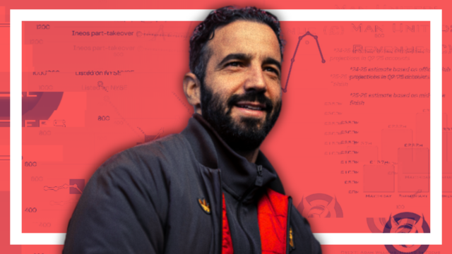 Imagem tirada na cabeça de Ruben Amorim nos arredores de Old Trafford.