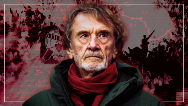 Exclusivo: Sir Jim Ratcliffe 'irritado' com a reviravolta de £ Criativos Talking Points mostrando as localizações do Manchester United, Lausanne Sport e OGC Nice, de propriedade da Ineos