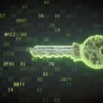 a green lock on a digital background, symbolizing cybersecurity