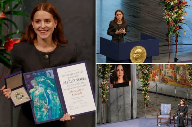 Filha de Machado recebe Prêmio Nobel da Paz na ausência Filha de Machado recebe Prêmio Nobel da Paz na ausência do líder da oposição venezuelana
