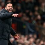 Ruben Amorim em Old Trafford durante empate com o Bournemouth