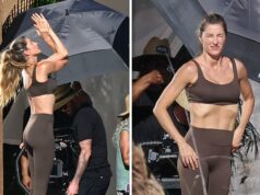 Gisele Bündchen mostra moldura fora de forma durante as filmagens em Miami Gisele Bündchen sub backgrid 2