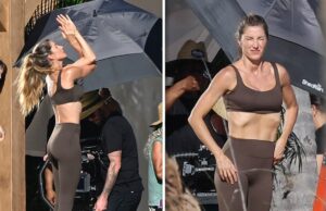 Gisele Bündchen mostra moldura fora de forma durante as filmagens em Miami Gisele Bündchen sub backgrid 2