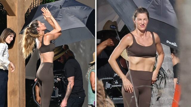 Gisele Bündchen mostra moldura fora de forma durante as filmagens Gisele Bündchen sub backgrid 2