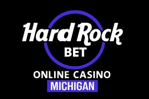 Hard Rock Bet lança apostas esportivas e cassino online em Logotipo do Hard Rock Bet em fundo preto. Hard Rock Bet lança apostas esportivas e cassino online em Michigan