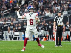 Heróis, zeros da vitória dos Giants sobre os Raiders: o jogo limpo de Jaxson Dart era tudo que o time precisava Jaxson Dart nº 6 do New York Giants faz um passe durante o quarto período do jogo contra o Las Vegas Raiders no Allegiant Stadium em 28 de dezembro de 2025 em Las Vegas, Nevada.