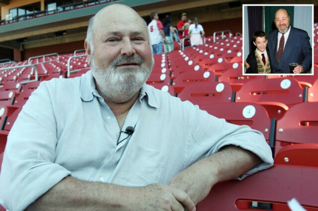 Homenagens a Rob Reiner chegam de Hollywood e de outros O ator e diretor de cinema Rob Reiner espera por uma entrevista antes do jogo Los Angeles Angels e St. Louis Cardinals no Busch Stadium em St.