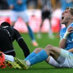 Scott McTominay e o atacante emprestado do Manchester United Rasmus Hojlund após a partida da Série A entre Napoli e Juventus, informou o repórter Fabrizio Romano. Crédito: Francesco Pecoraro/Nicolò Campo/LightRocket/Getty Images.