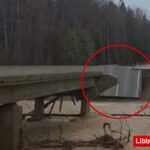 A inundação do rio em Libby, Montana, destrói uma ponte.