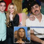 Nina Ginsberg, Lindsay Lohan, Bader Shammas, Michael Lohan Jr. e Dakota Lohan no Aberto dos Estados Unidos.