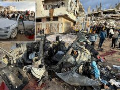 Israel mata o principal comandante do Hamas, Raad Saad, com ataque das FDI na cidade de Gaza, dizem autoridades Palestinos inspecionam o local de um ataque israelense a um carro na Cidade de Gaza.