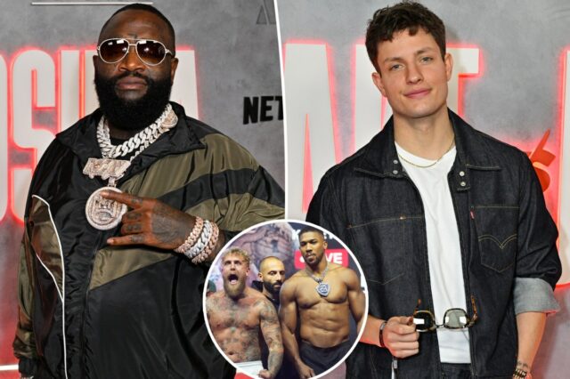 Rick Ross comparece à luta entre Jake Paul e Anthony Joshua