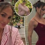 Jennifer Lopez comemora o Natal com brilhos justos e pijamas festivos