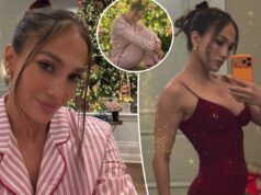Jennifer Lopez comemora o Natal com brilhos justos e pijamas festivos Jennifer Lopez comemora o Natal com brilhos justos e pijamas festivos
